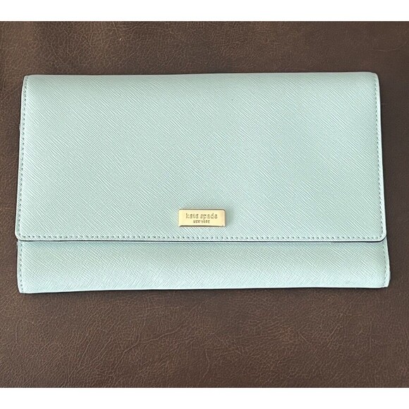 Kate Spade Wallet Blue Snap Closure ID Slot & Zipper...
